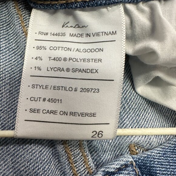 KanCan Women 26 Light Wash Blue Ankle Jeans Stretch Straight Mid RIse Ripped Hem - Picture 10 of 16